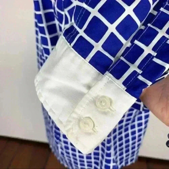 Tommy Hilfiger top size L Blue white window pane - Picture 4 of 10